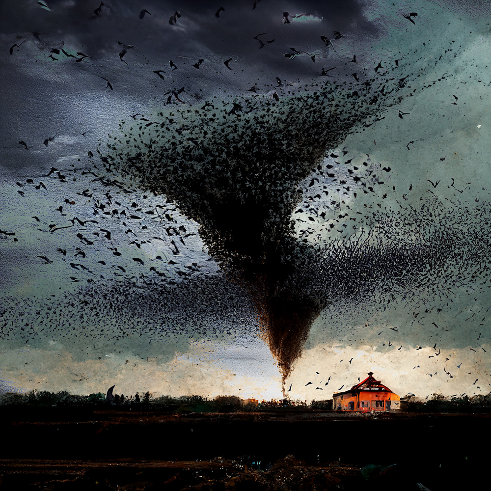 A tornado made of crows